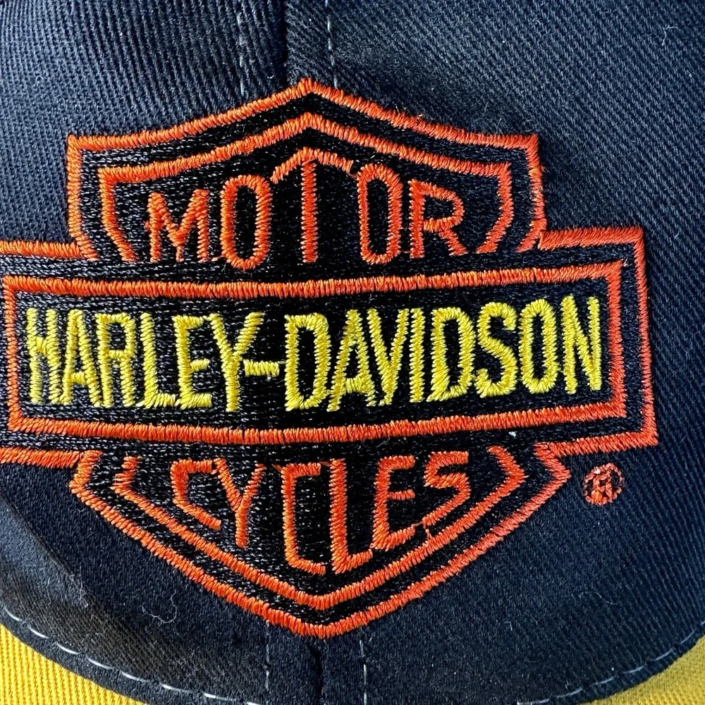 Harley Davidson Embroidered Flames Snapback Hat/ Cap Licensed New With Tags